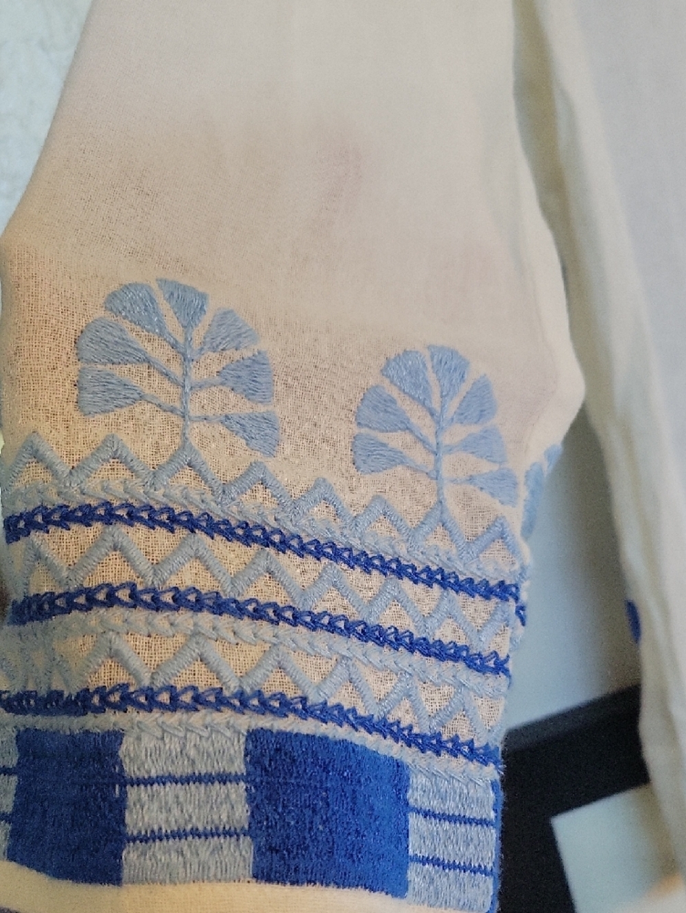 Antik Batik Tunic White & Blue Embroidery Ava Blouse - Picture 4 of 9